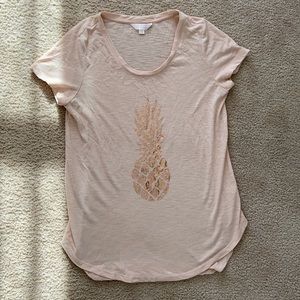 Lauren Conrad Women’s Rose Gold Pineapple Tee (M)